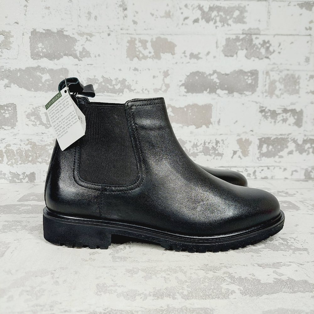 Spring Step Black Leather Chelsea Lug Sole Ankle Boots - Picture 5 of 11
